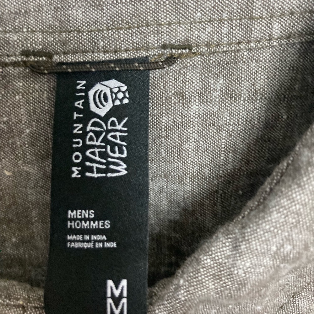 Mountain Hardwear gray hemp blend long sleeve button up shirt. Medium - Picture 3 of 4